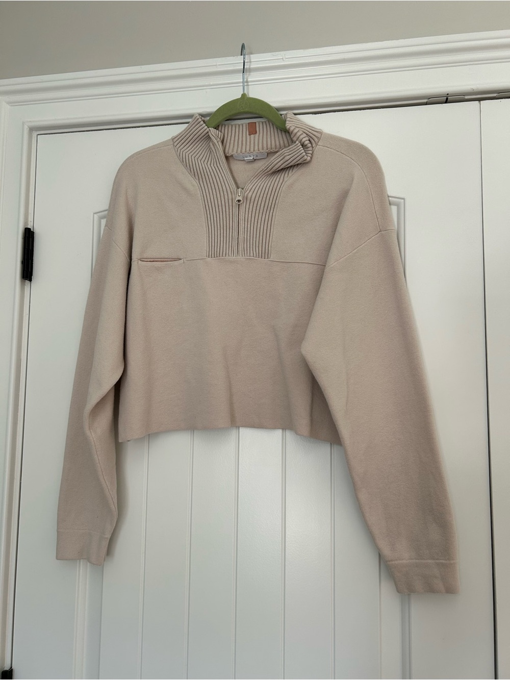 Lunya Cozy Cotton Silk Zip Pullover in Calm Tan Small